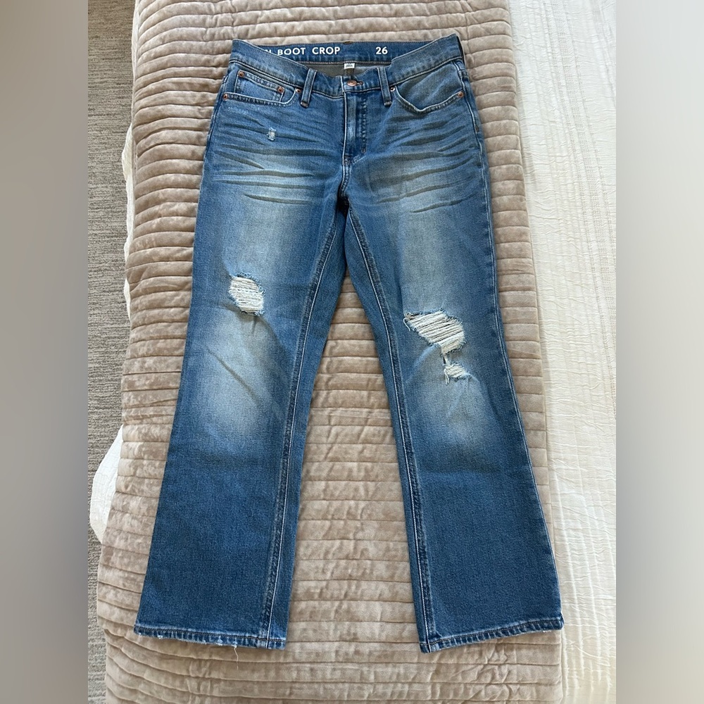J.Crew Demi Boot Crop Size 26.  Super cute, comfortable and flattering.